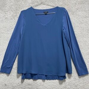 J. Jill Shirt Top Women's XS Blue V-Neck Pullover Wearever Collection Lined